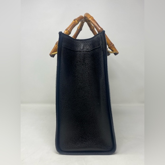GUCCI vintage “DIANA”Bamboo Leather Tote Black - Picture 4 of 16